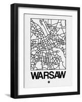 White Map of Warsaw-NaxArt-Framed Art Print