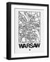 White Map of Warsaw-NaxArt-Framed Art Print