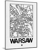 White Map of Warsaw-NaxArt-Mounted Art Print