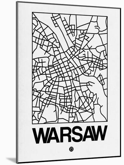 White Map of Warsaw-NaxArt-Mounted Art Print