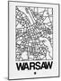 White Map of Warsaw-NaxArt-Mounted Art Print