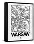 White Map of Warsaw-NaxArt-Framed Stretched Canvas