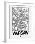 White Map of Warsaw-NaxArt-Framed Art Print