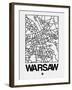 White Map of Warsaw-NaxArt-Framed Art Print