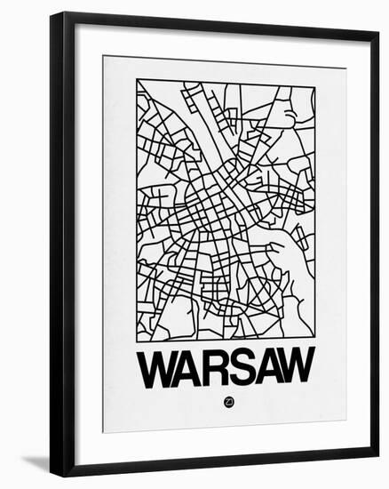 White Map of Warsaw-NaxArt-Framed Art Print