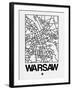 White Map of Warsaw-NaxArt-Framed Art Print