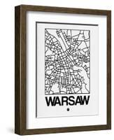 White Map of Warsaw-NaxArt-Framed Art Print