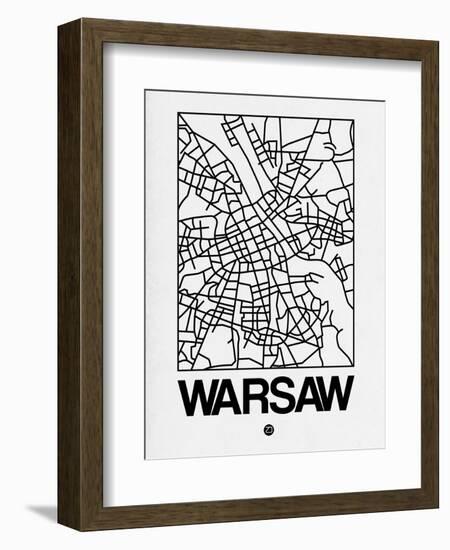 White Map of Warsaw-NaxArt-Framed Art Print