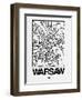 White Map of Warsaw-NaxArt-Framed Art Print