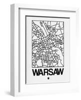 White Map of Warsaw-NaxArt-Framed Art Print