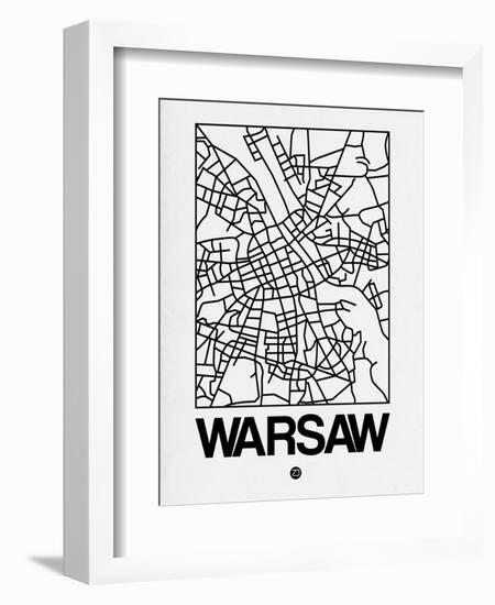 White Map of Warsaw-NaxArt-Framed Art Print