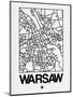 White Map of Warsaw-NaxArt-Mounted Art Print