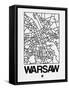 White Map of Warsaw-NaxArt-Framed Stretched Canvas