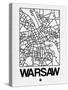 White Map of Warsaw-NaxArt-Stretched Canvas