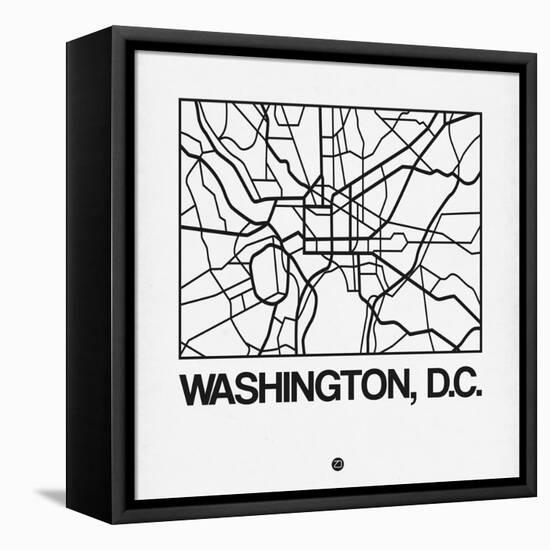 White Map of Washington, D.C.-NaxArt-Framed Stretched Canvas