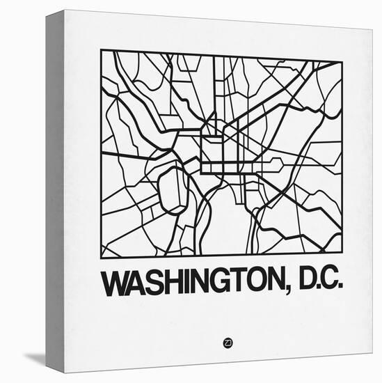 White Map of Washington, D.C.-NaxArt-Stretched Canvas