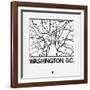 White Map of Washington, D.C.-NaxArt-Framed Art Print