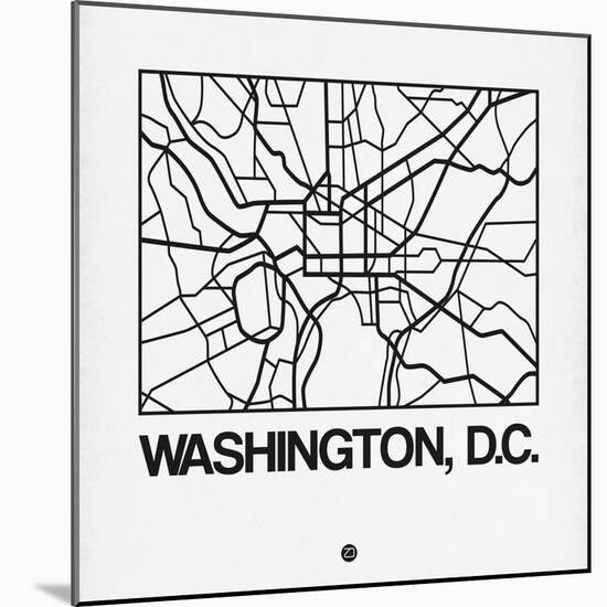 White Map of Washington, D.C.-NaxArt-Mounted Art Print