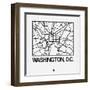 White Map of Washington, D.C.-NaxArt-Framed Art Print