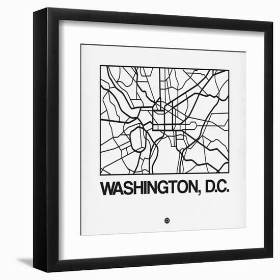 White Map of Washington, D.C.-NaxArt-Framed Art Print