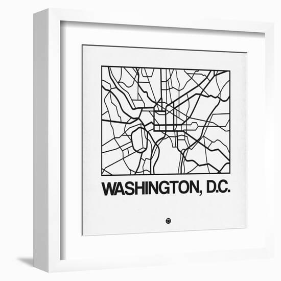 White Map of Washington, D.C.-NaxArt-Framed Art Print