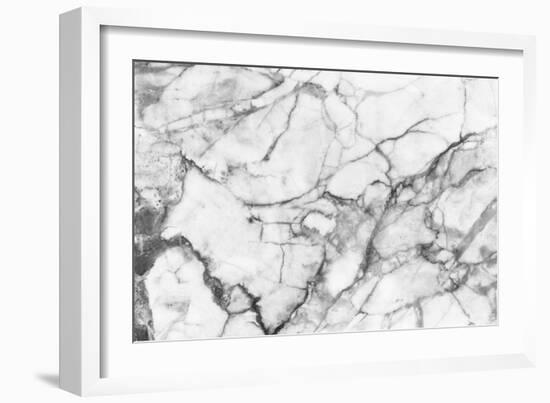 White Marble Texture, Detailed Structure of Marble in Natural Patterned for Background and Design.-noppadon sangpeam-Framed Photographic Print