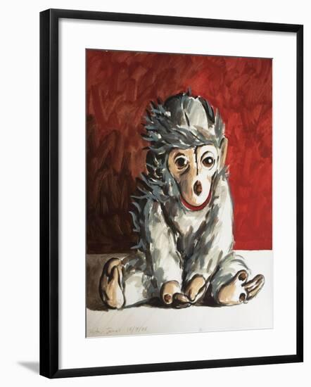 White Monkey on Red, 2006,-Peter Jones-Framed Giclee Print