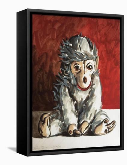 White Monkey on Red, 2006,-Peter Jones-Framed Stretched Canvas