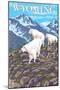 White Mountain Goat Family - Wyoming-Lantern Press-Mounted Art Print