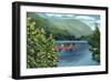 White Mountains, New Hampshire - Couple Canoeing on a Lake-Lantern Press-Framed Art Print