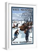 White Mountains, New Hampshire - Firewood Gathering-Lantern Press-Framed Art Print