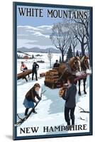 White Mountains, New Hampshire - Firewood Gathering-Lantern Press-Mounted Art Print