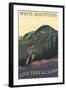 White Mountains, New Hampshire - Live Free and Climb Hiker Scene-Lantern Press-Framed Art Print