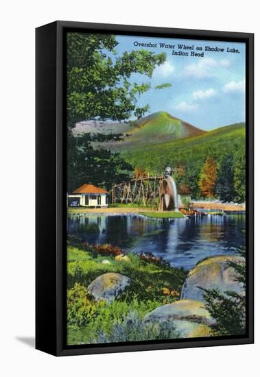 White Mountains, New Hampshire - Shadow Lake Overshot Water Wheel View-Lantern Press-Framed Stretched Canvas