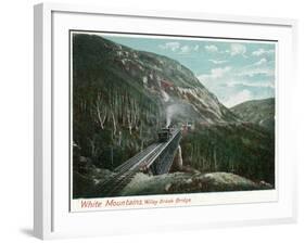 White Mountains, New Hampshire - Train Crossing the Willey Brook Bridge-Lantern Press-Framed Art Print