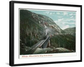 White Mountains, New Hampshire - Train Crossing the Willey Brook Bridge-Lantern Press-Framed Art Print