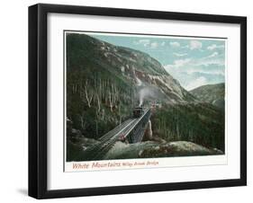 White Mountains, New Hampshire - Train Crossing the Willey Brook Bridge-Lantern Press-Framed Art Print