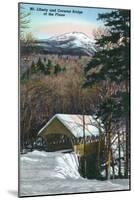 White Mountains, NH - Covered Bridge at Flume in Winter, Mt Liberty in Distance-Lantern Press-Mounted Art Print