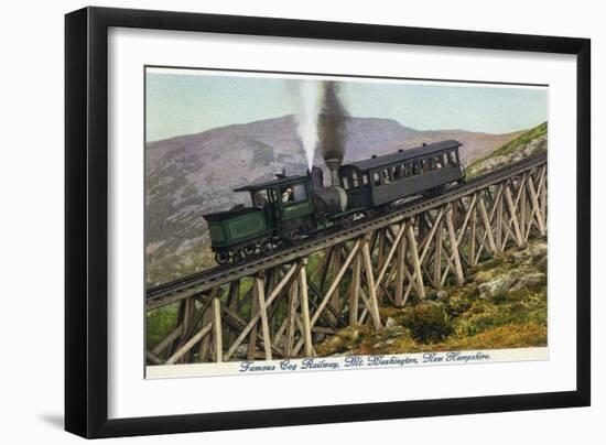 White Mountains, NH - Mt. Washington Cog Train Descending-Lantern Press-Framed Art Print