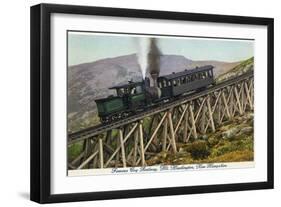 White Mountains, NH - Mt. Washington Cog Train Descending-Lantern Press-Framed Art Print