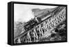 White Mountains, NH - Mt. Washington Cog Train, Jacob's Ladder-Lantern Press-Framed Stretched Canvas