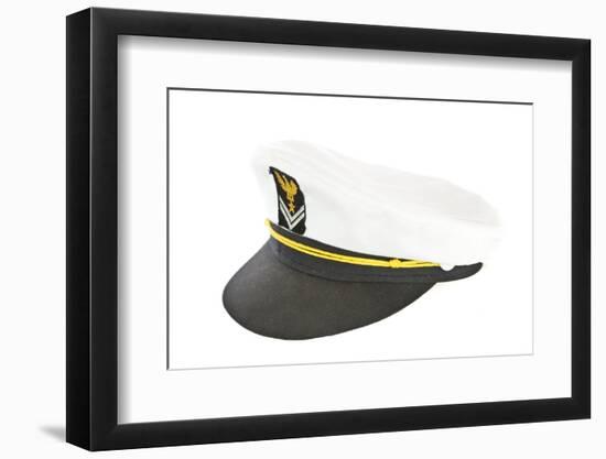 White Nautical Hat Isolated on White-Steve Collender-Framed Photographic Print