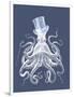 White Octopus on Indigo Blue b-Fab Funky-Framed Premium Giclee Print