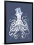 White Octopus on Indigo Blue b-Fab Funky-Framed Premium Giclee Print