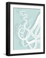 White Octopus on Seafoam c-Fab Funky-Framed Art Print