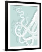 White Octopus on Seafoam c-Fab Funky-Framed Art Print