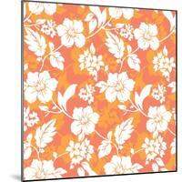 White-Orange-Flowers-On-Pink-Background-Seamless-Pattern.-irinash-Mounted Art Print