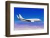 White Passenger Aircraft in the Blue Sky Landing Away-ssuaphoto-Framed Photographic Print