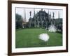 White Peacocks in Front of Folly, Isola Bella, Lake Maggiore, Piedmont, Italy-Sheila Terry-Framed Photographic Print