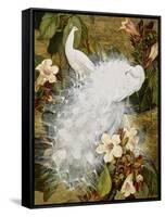 White Peacocks on Pink Hibiscus-Jesse Arms Botke-Framed Stretched Canvas